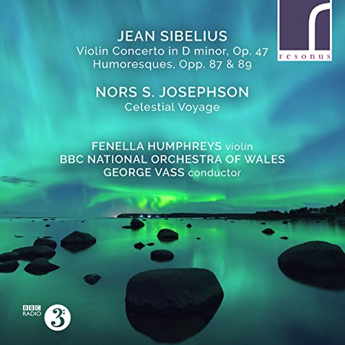 CD cover for Sibelius’ Violin Concerto with a landscape and text.