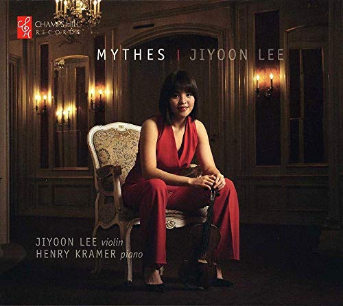 CD cover featuring violinist Jiyoon Lee in a red outfit.