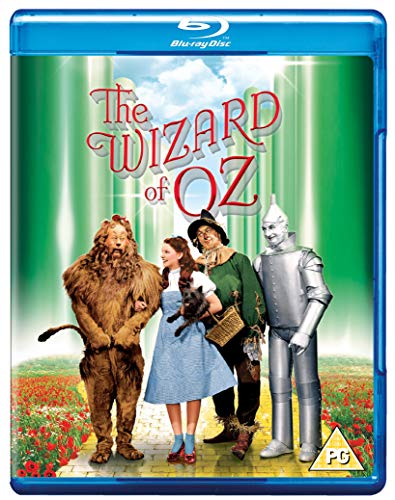 Blu-ray cover for "The Wizard of Oz" featuring Dorothy and companions.