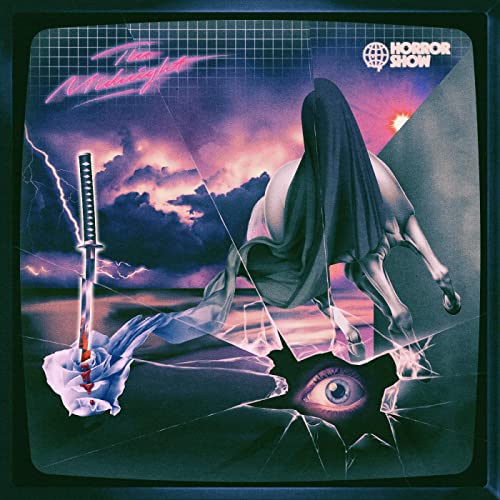 Vinyl record cover: ghostly horse, sword, eye, and stormy purple sky.