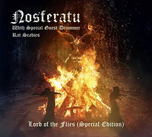 CD cover: bonfire with figures, dark forest, and band name "Nosferatu".