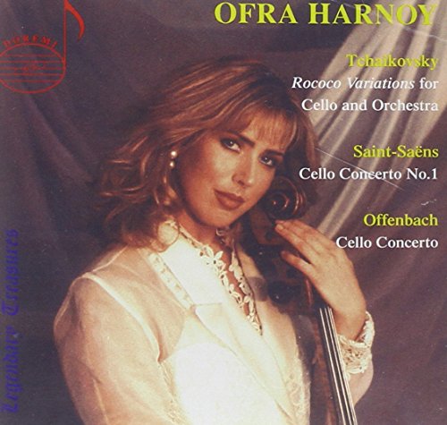 CD cover featuring Ofra Harnoy with a cello, composers listed.