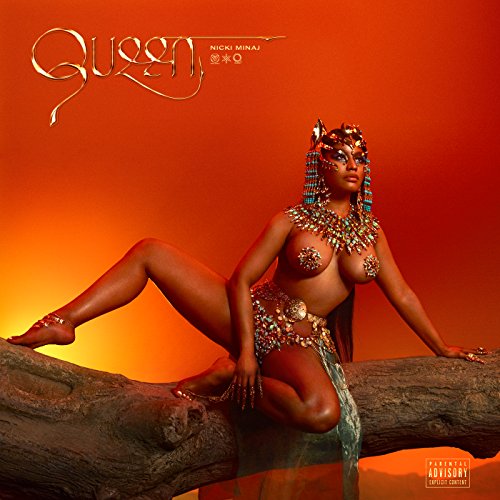 Album cover for Nicki Minaj’s “Queen” featuring a reclining, adorned figure.