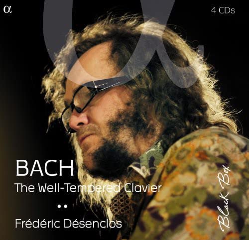 CD cover featuring Frédéric Désencios, a portrait with text about Bach.