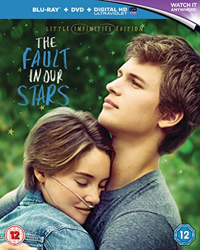 The Fault In Our Stars" Blu-ray cover with two young people embracing.