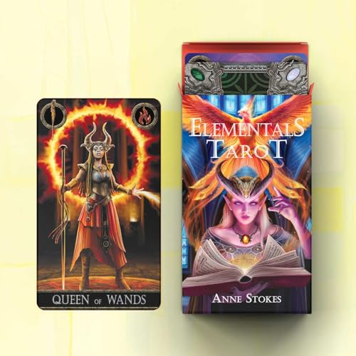 Anne Stokes Elements Tarot card deck with horned figure imagery.