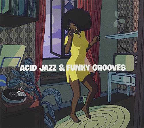 CD cover: illustrated woman with afro dancing in a patterned room.