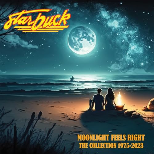 Starbuck album cover: couple by a fire under a full moon.