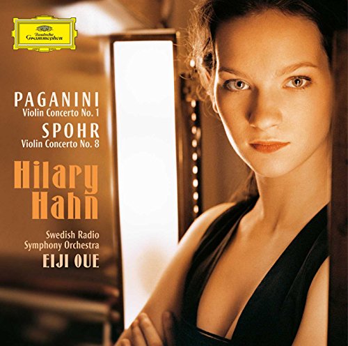 CD cover featuring Hilary Hahn, violinist, with text listing composers Paganini and Spohr.