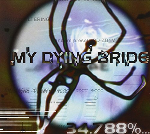 My Dying Bride" CD cover with a spiderweb and glitch effect.
