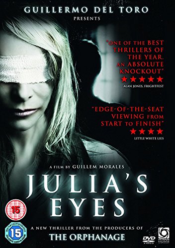 DVD cover for "Julia's Eyes" featuring a woman with a blindfold.
