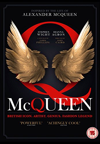McQueen" DVD cover with golden wings and a red, stylized letter Q.