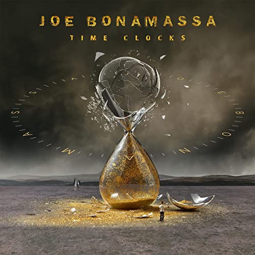 Album cover showing a shattered hourglass with gold sand on a barren landscape.