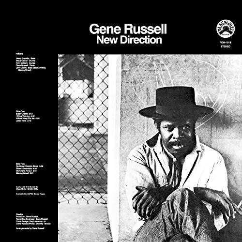 Gene Russell album cover: black and white portrait of a man in a hat.