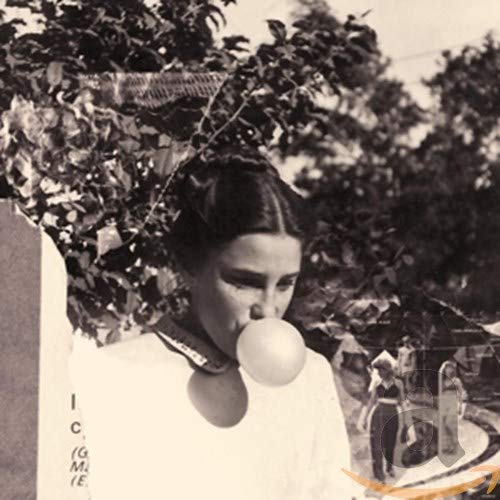Black and white album cover featuring a woman blowing a bubble.