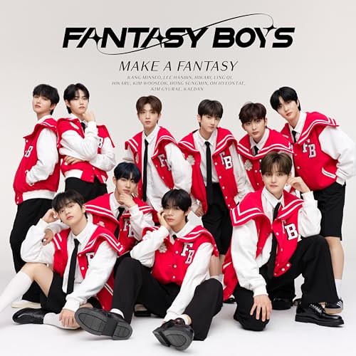 Nine young men in red and white varsity jackets pose for a group photo.