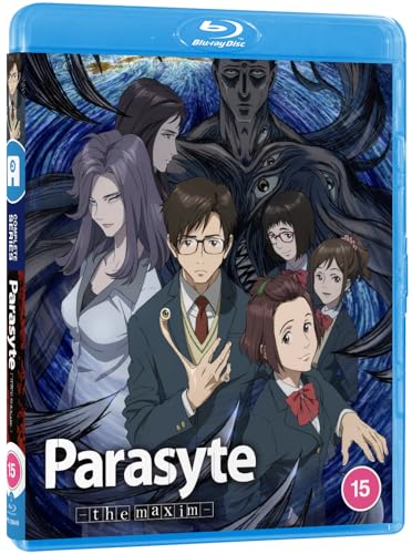 Parasyte - the maxim" Blu-ray cover featuring anime characters and dark tendrils.