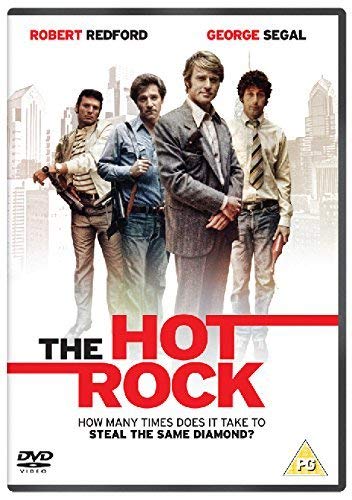 DVD cover for "The Hot Rock" featuring four men in 1970s attire.