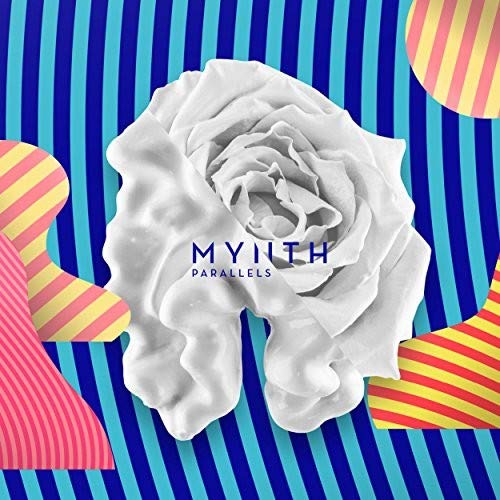 CD cover with a grayscale rose against striped blue background.