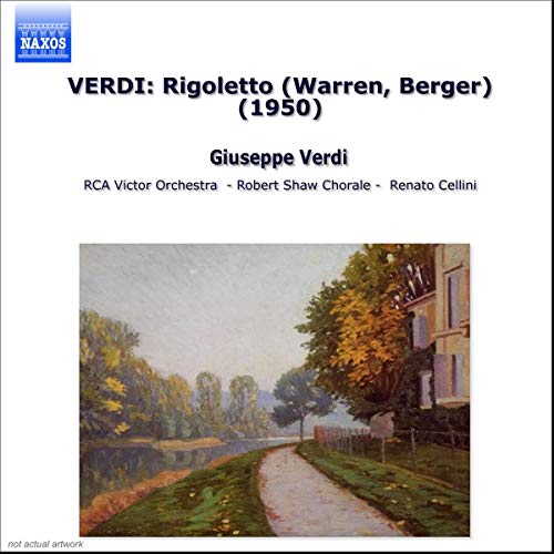 CD cover for Verdi’s Rigoletto (1950) with a landscape painting.