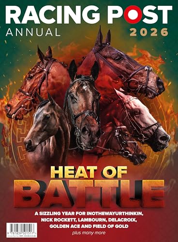 Paperback book cover, likely with horses and racing imagery, titled “Racing Post Annual 2026”.