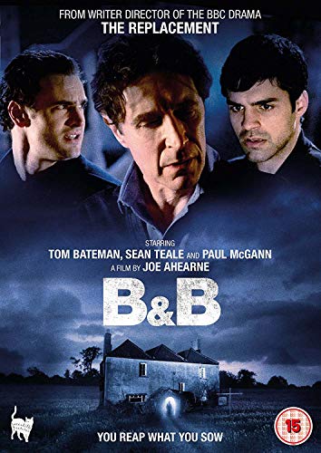 DVD cover for "B&B" featuring three men and a remote house.