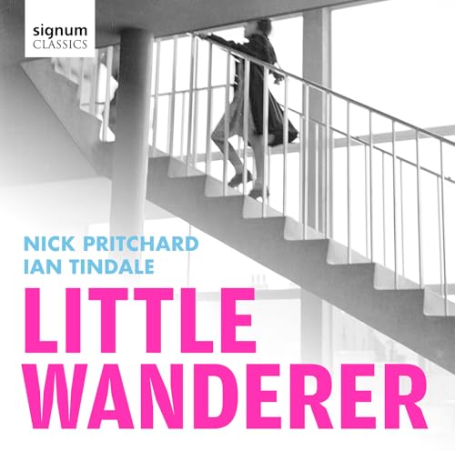CD cover with a person on stairs and bold pink text.