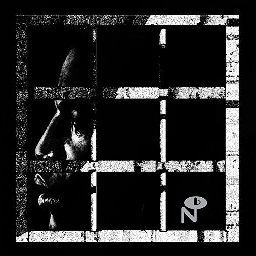 Black and white CD cover with a fragmented portrait of a person’s face.