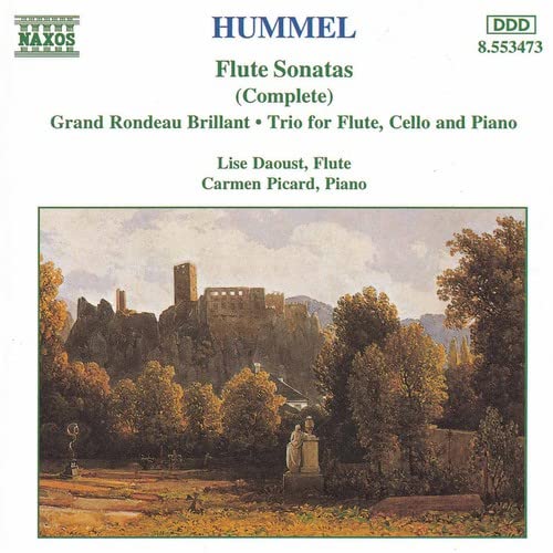 CD cover for Hummel flute sonatas with a castle landscape.