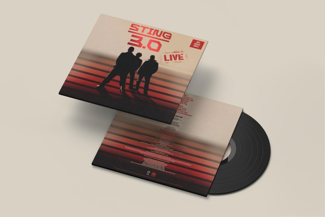 Sting 3.0 vinyl record cover with band silhouette and tracklist.