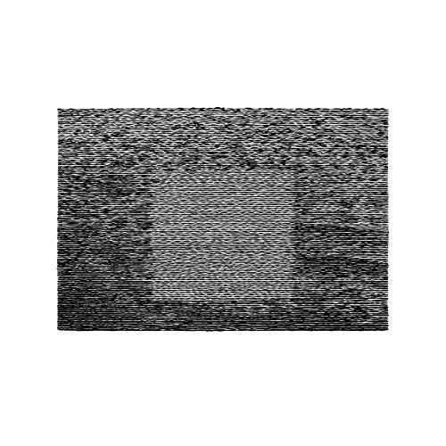 Black and white abstract vinyl record cover with a grid pattern.
