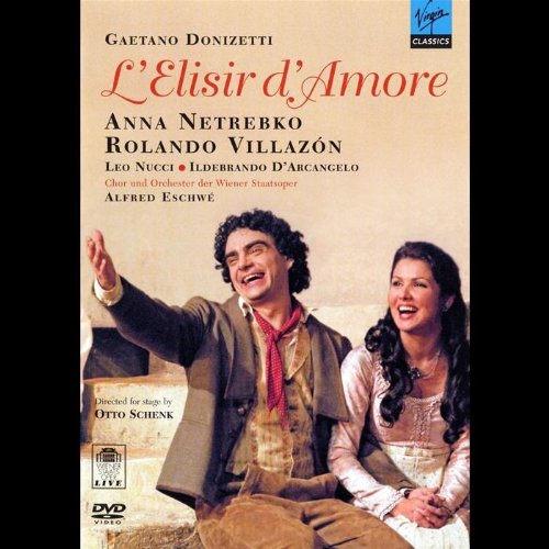DVD cover for Donizetti’s *L'elisir D'amore* opera, featuring singers.