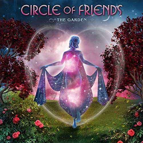 CD cover art: woman in a glowing, cosmic garden scene.