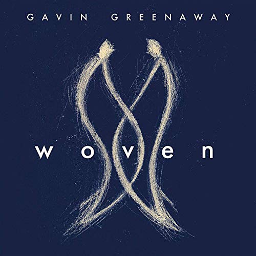 Album cover for Gavin Greenaway’s “Woven” with abstract woven gold shapes.