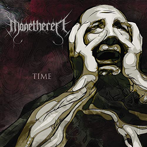 CD cover for Manetheren’s “Time” featuring a distressed, screaming face illustration.