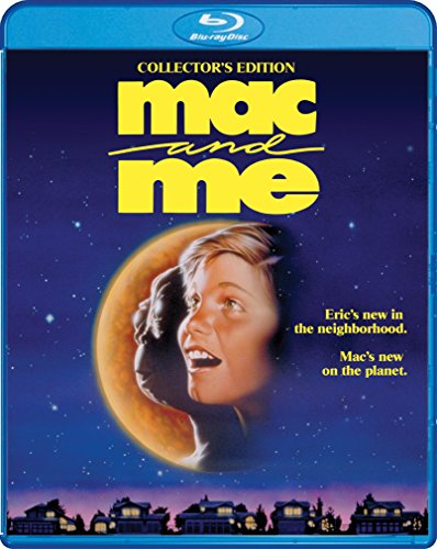Mac and Me" Blu-ray cover featuring a boy and alien silhouette under a moon.