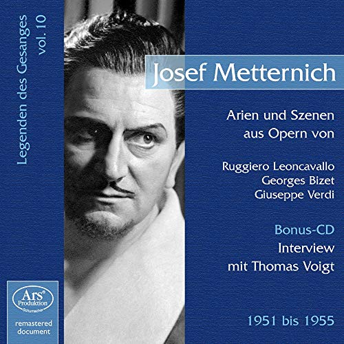 CD cover featuring portrait of opera singer Josef Metternich, blue background.