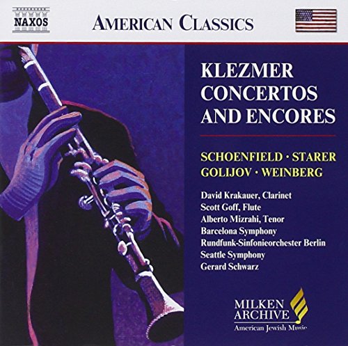 CD cover for "Klezmer Concertos And Encores" featuring a clarinetist.