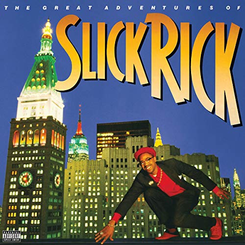 Slick Rick album cover featuring a city skyline and the artist posing.