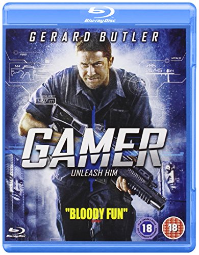 Blu-ray cover for "Gamer" featuring Gerard Butler holding a gun.