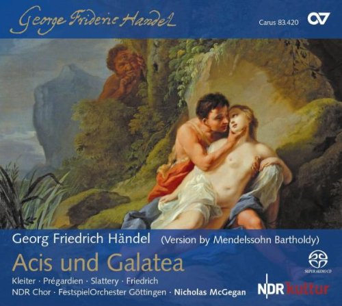 CD cover: Baroque painting of lovers, Handel's "Acis und Galatea" title.