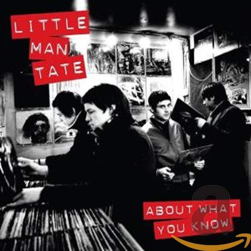 CD cover for Little Man Tate’s “About What You Know”, record store scene.