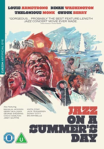 DVD cover for "Jazz On A Summer's Day" featuring musicians and a crowd.
