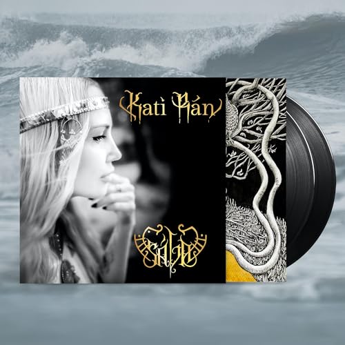 Black vinyl record with album cover featuring a woman in profile.