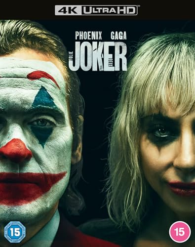 Joker: Folie à Deux" Blu-ray cover featuring Joaquin Phoenix and Lady Gaga.