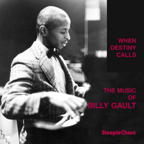 Black and white portrait of Billy Gault at a piano, album cover.
