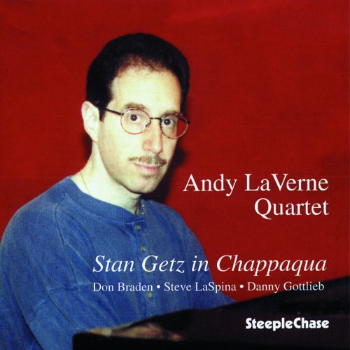 CD cover featuring Andy LaVerne, a man with glasses, on a red background.