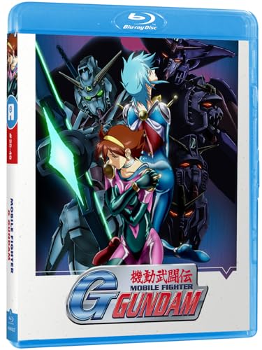 Blu-ray case for "Mobile Fighter G Gundam" featuring anime characters and robots.