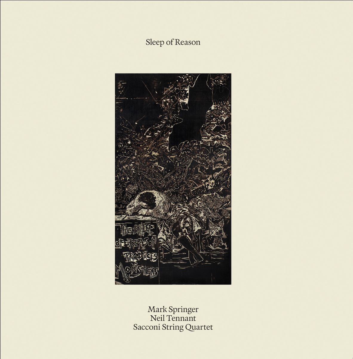 CD cover for "Sleep of Reason" featuring dark, detailed etching-style art.