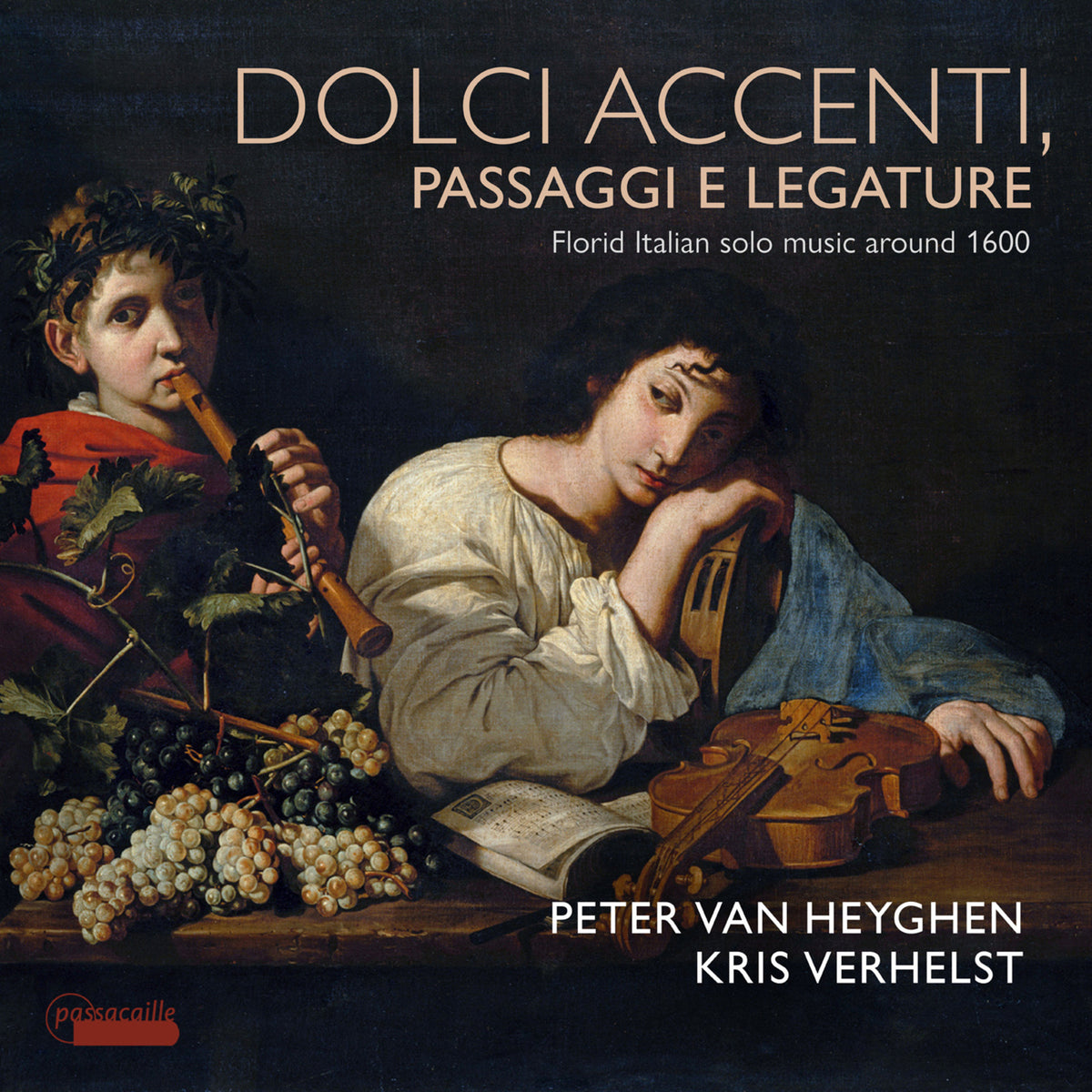 CD cover featuring a Renaissance painting of musicians with fruit.